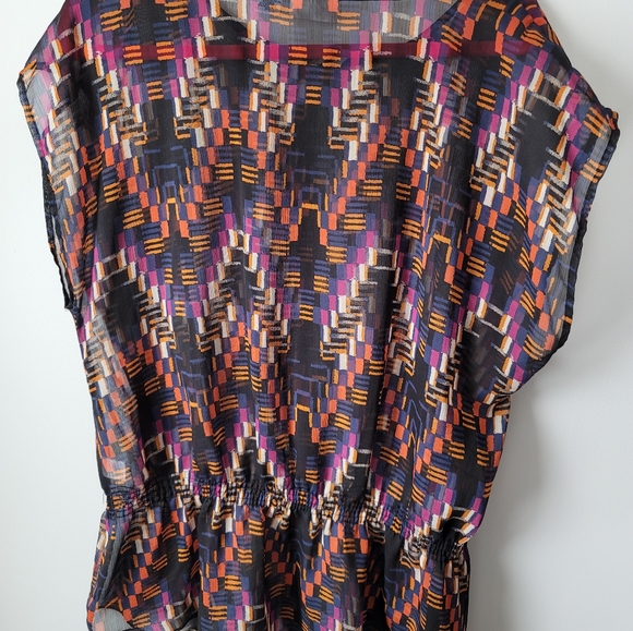 LIZ CLAIBORNE UEC Women’s Plus Size 1x peplum cap sleeve blouse black graphic - Picture 9 of 9